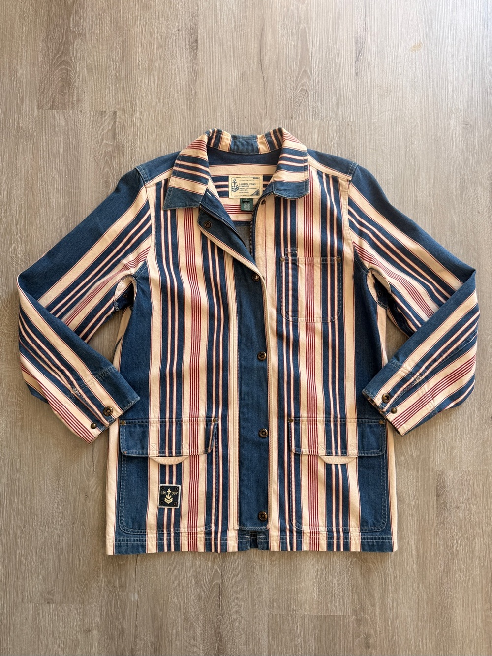 Lauren Ralph Lauren Striped Long Denim Jacket
